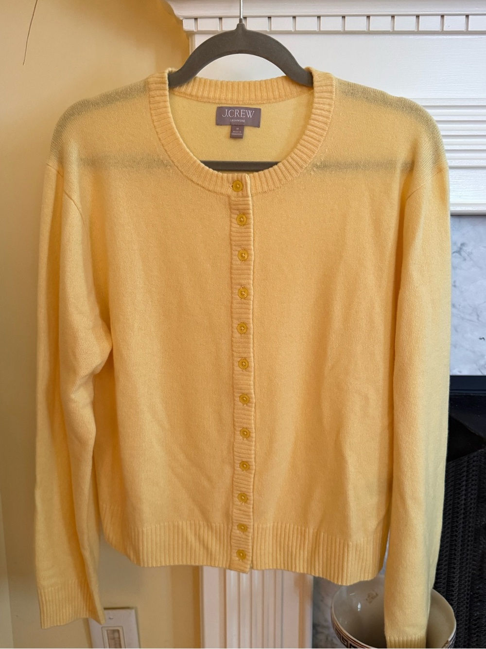 NWOT J. Crew Cashmere Cardigan, butter yellow, size medium